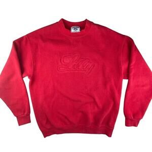 Vintage 90s Eli Lilly embossed crewneck sweatshirt red made in USA medium